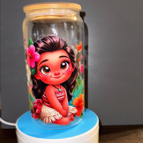 Homemade Other - Colorful Character Glass Cup with Bamboo Lid